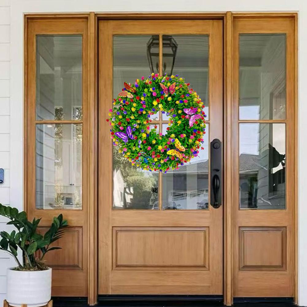 Artificial Eucalyptus Wreath Plastic Floral Wreath Eucalyptus Leave Wreath for All Season Welcome Sign Farmhouse Home Decor
