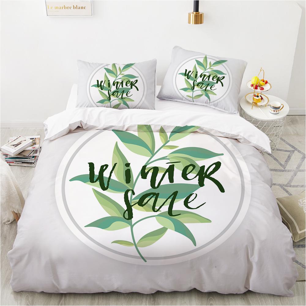 3D White Refreshing Bedding Set, Plant Spring Duvet Cover Pillowcase 2/3pcs, Women and Girls Cover Gift, King Queen Bed  Gift