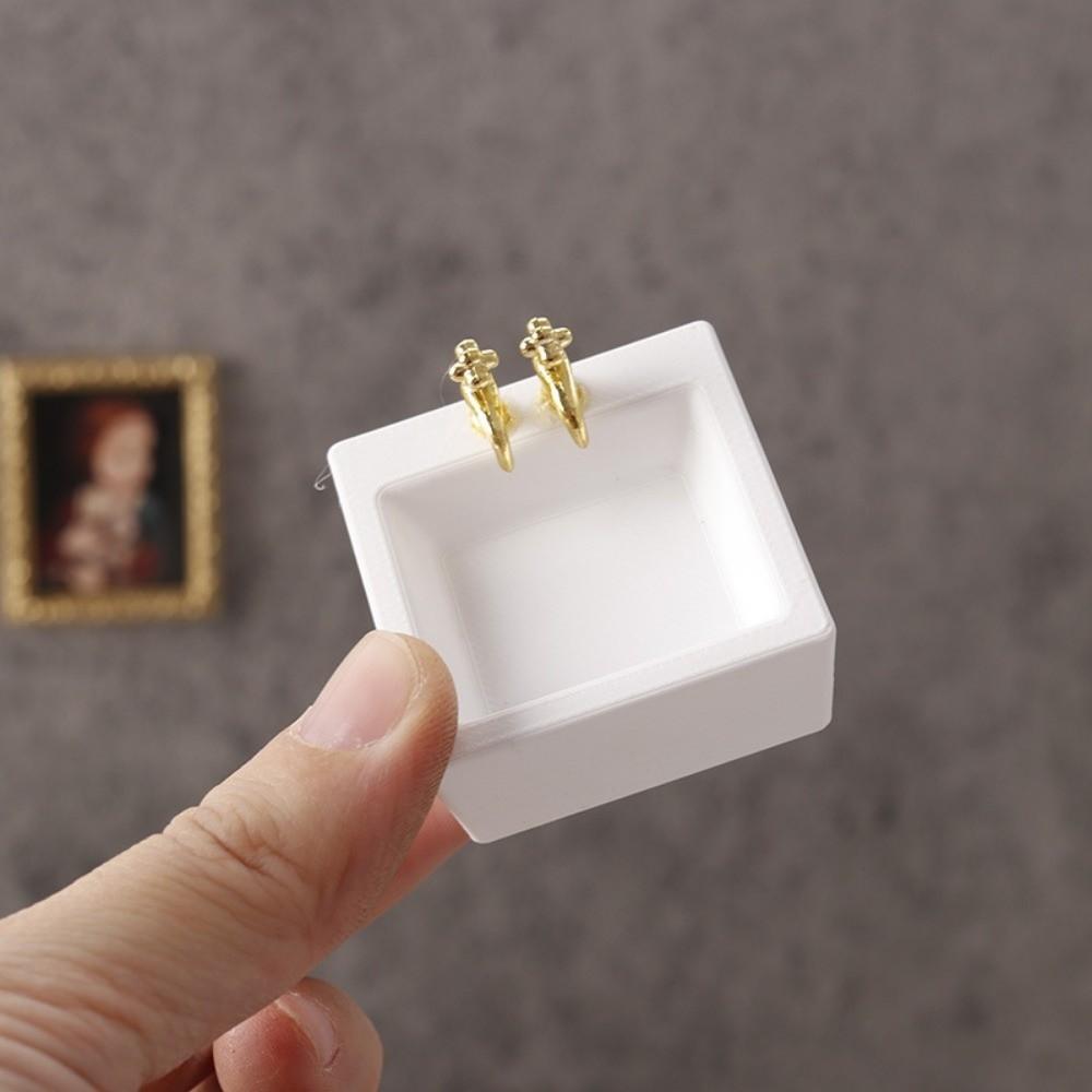 White Dollhouse Bathroom Sinks Golden Tap Miniature Dollhouse Sink Dollhouse Accessories