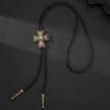 Punk denim bolo tie tie cross turquoise sweater chain rope alloy pendant necklace