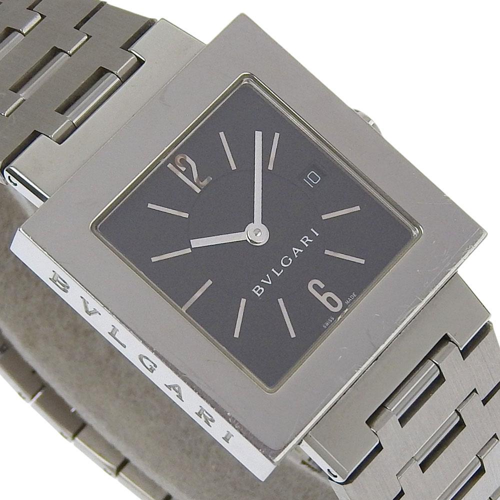 BVLGARI Quadlard Watches SQ29SSD blackDial Stainless Steel Quartz Analog display unisex Used