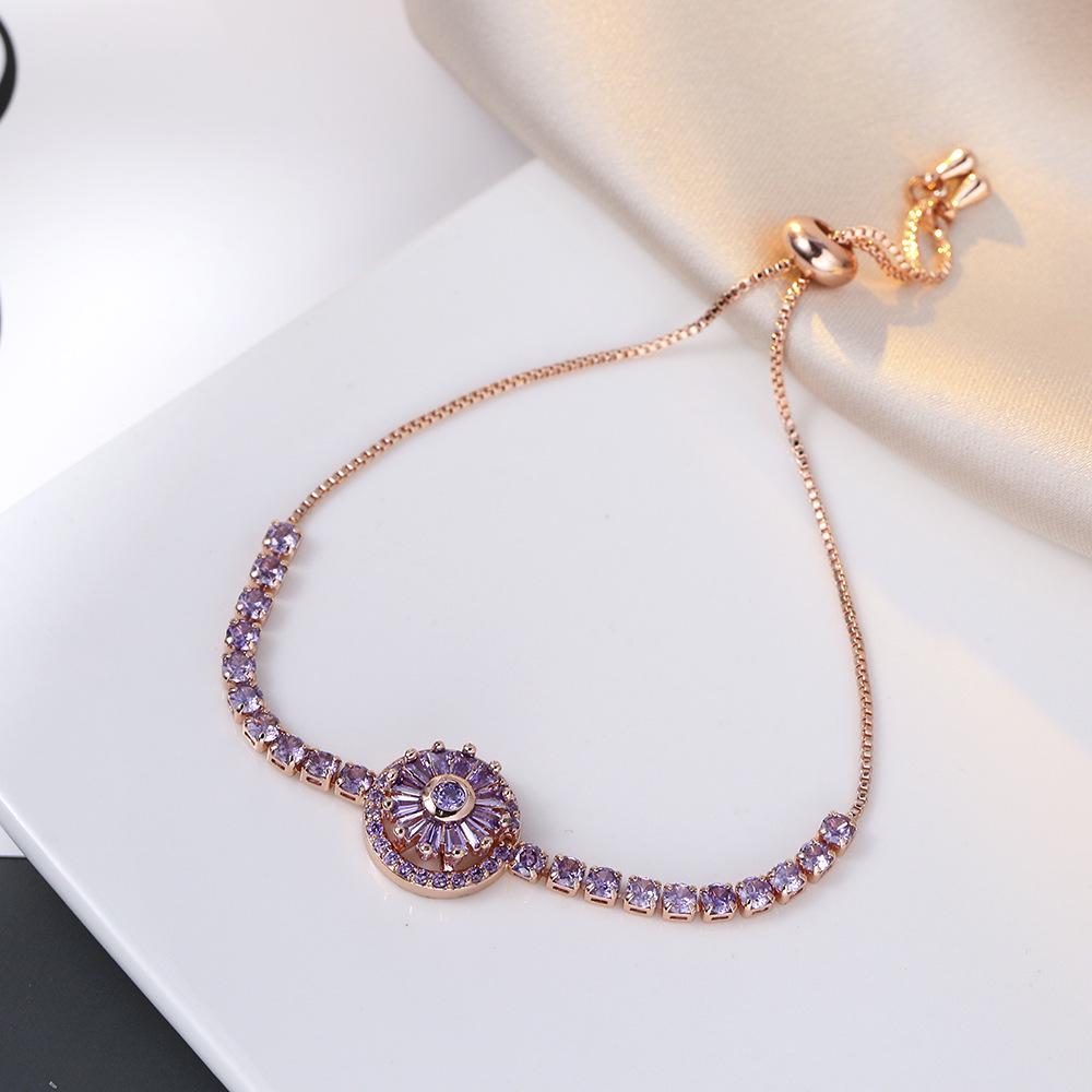 Trendy Japanese & Korean Style Zircon Titanium Steel Jewelry Set: Necklace, Rotating Stud Earrings & Ring