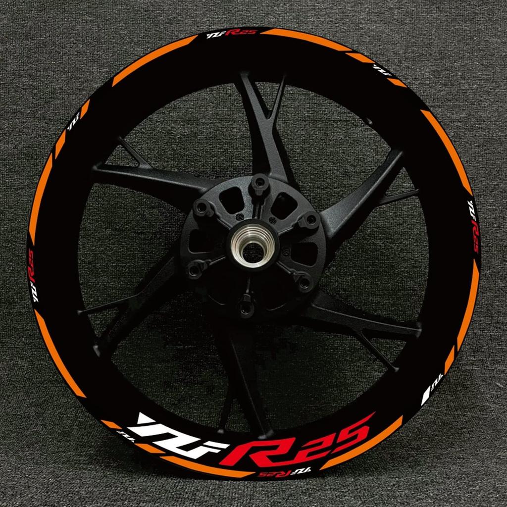 Stripe Sticker Fit Yamaha YZF R25 YZFR25 Motorcycle Wheel Hub Decal Rim Decoration Sticker Reflective Sticker (Color : G)
