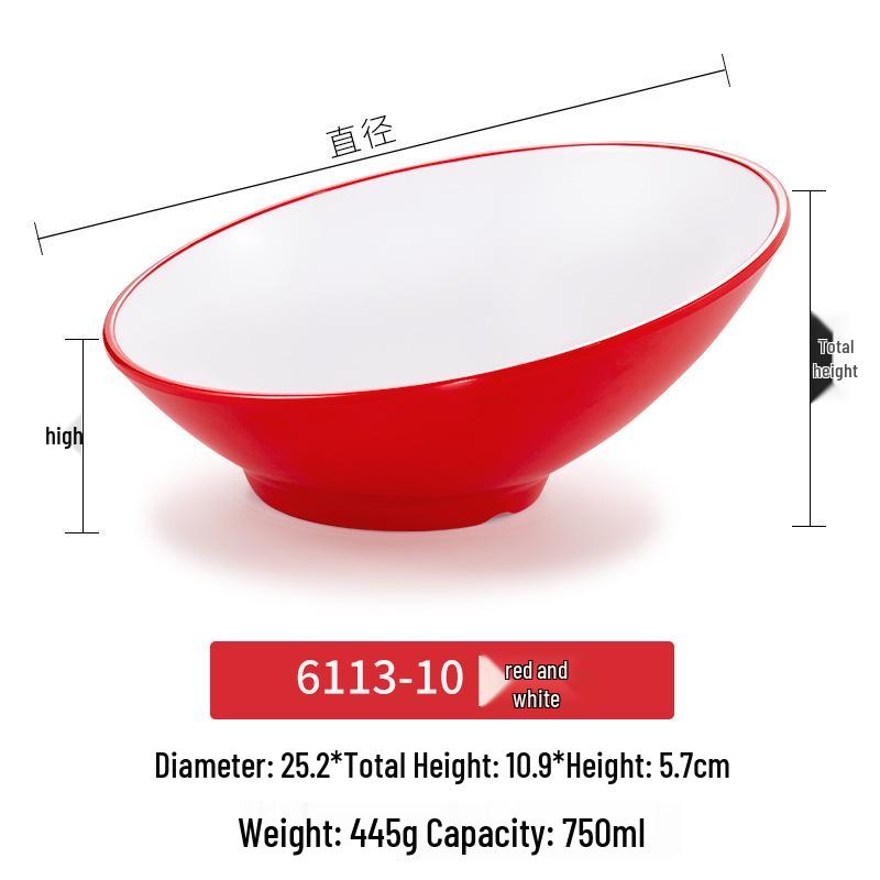 Velká šikmá melaminová mísa - Imitace porcelánu pro horký hrnec, salát a dochucovadla