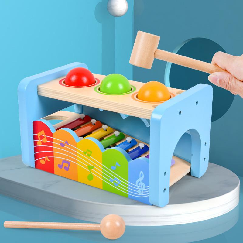 Nonelectric Rolling Wooden Ball Music Toy For Kids Early Learning Entertainment