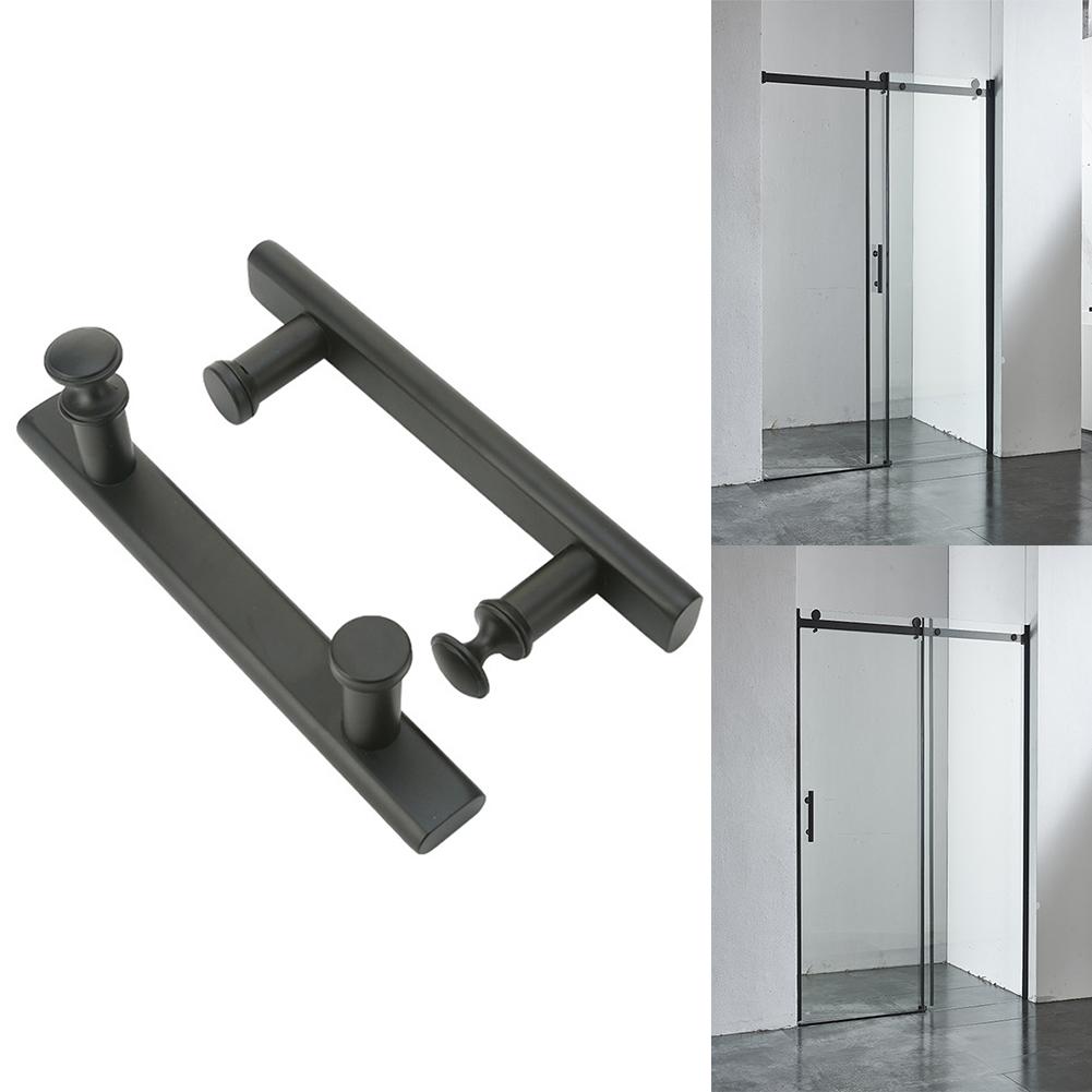 Knobs Door Handle Bathroom Bathtub Stylish 145mm 5.5mm Bolt Black Flat Part Stainless Steel For Shower Enclosures