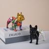 New Creative Water Transfer Printed Bulldog Figurine Graffiti French Bulldog Home and Office Decoration Craft