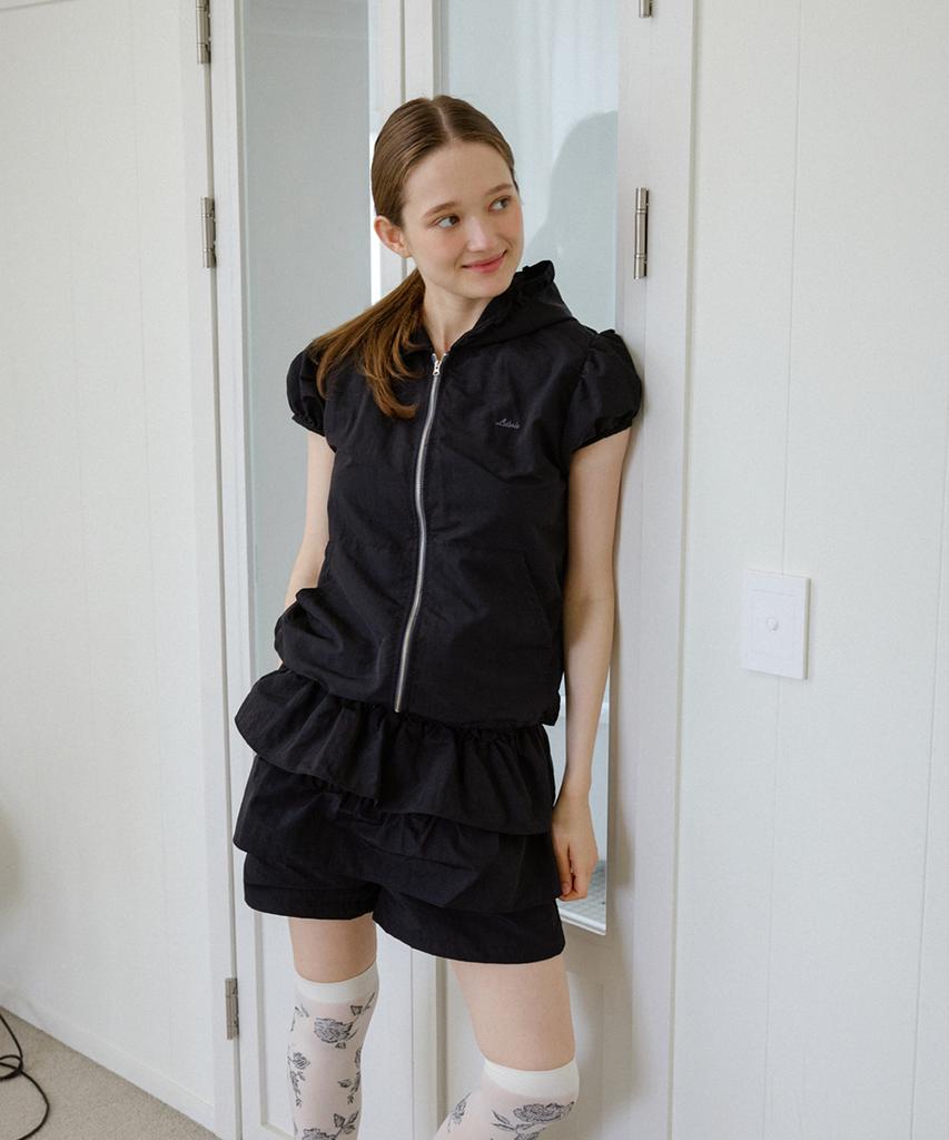 Leteoli Nylon Frill Pants_Black