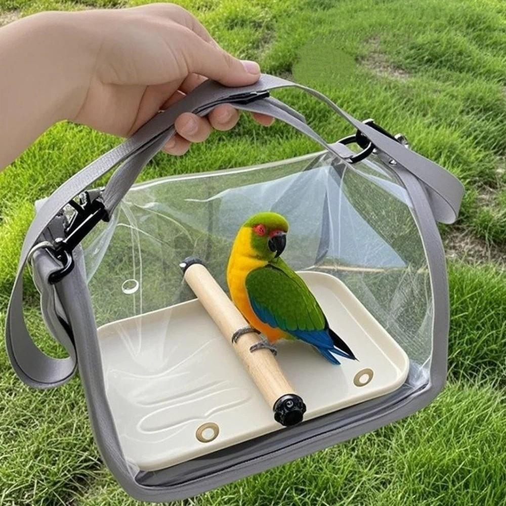 Portable Bird Carrier Bag Folding Breathable Mesh Parrot Out Bag Large Capacity Clear Window Bird Transport Cage