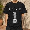 2026 New Pure Cotton Tshirt With Vintage 3d Metallic King Chess Piece Print Crew Neck Casual Short Sleeves