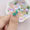 200Pcs Cute Mini Cartoon Colored Leaves Resin Figurine Crafts Cabochon Ornament Jewelry Manicure Hairpin Making Accessories