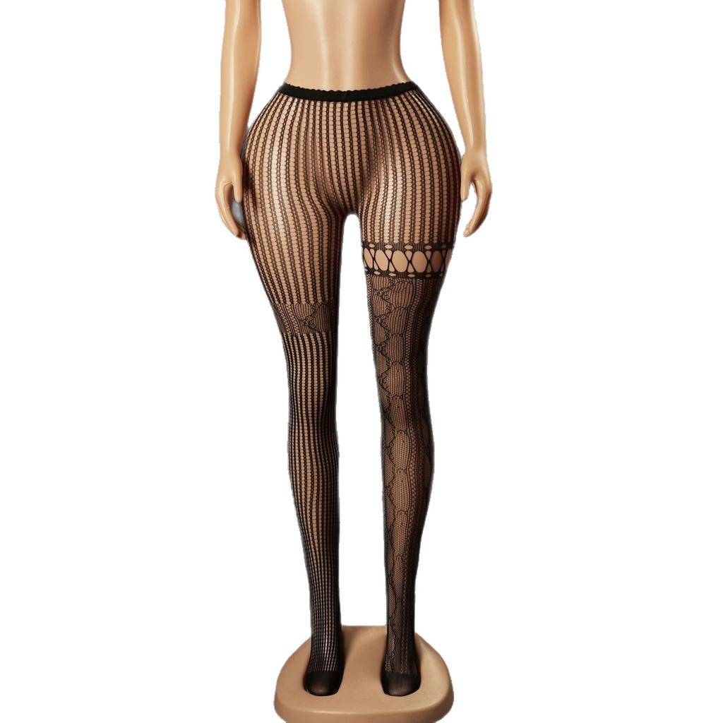 Leggings Lace Mesh Socks Tall Socks Seduction Sexy Pantyhose Striped Jacquard Skinny