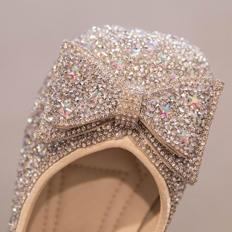 Barnskor Barn Ballerinaskor 2025 Flickor Prinsessko Mjuk Sula Balettdansskor Vattendiamant Små Läderskor Mary Jane-skor