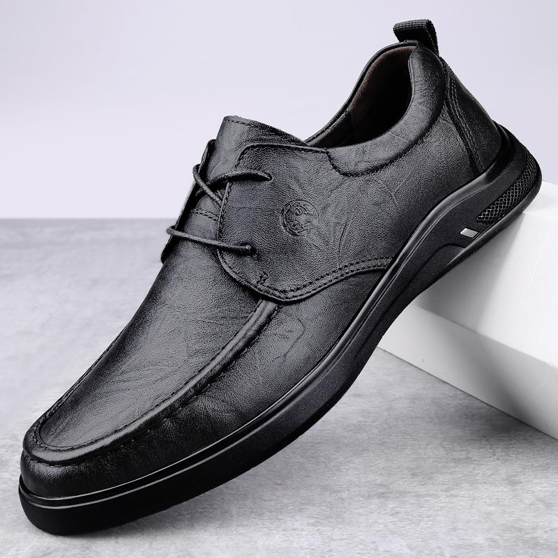 FashionClassic Men's Casual Leather Dress Oxford Shoes Leisure Walk Lace-Up Male Evening Dress Shoes Versatile Comfy Business Footwear