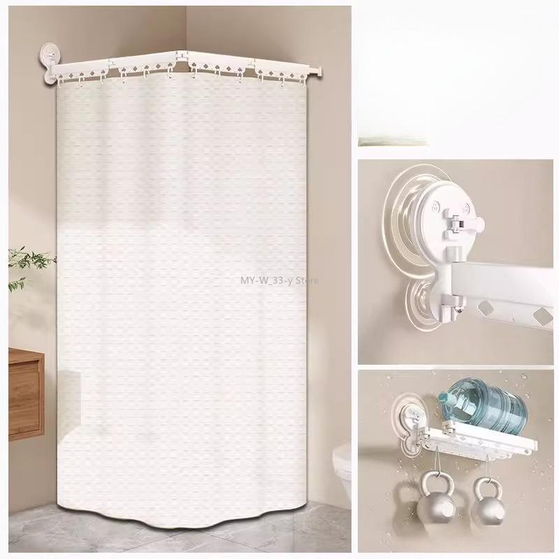 Foldable Shower Curtain Waterproof Bath Room Partition Shower Wet And Dry Separation Suction Cup Bathroom Decor