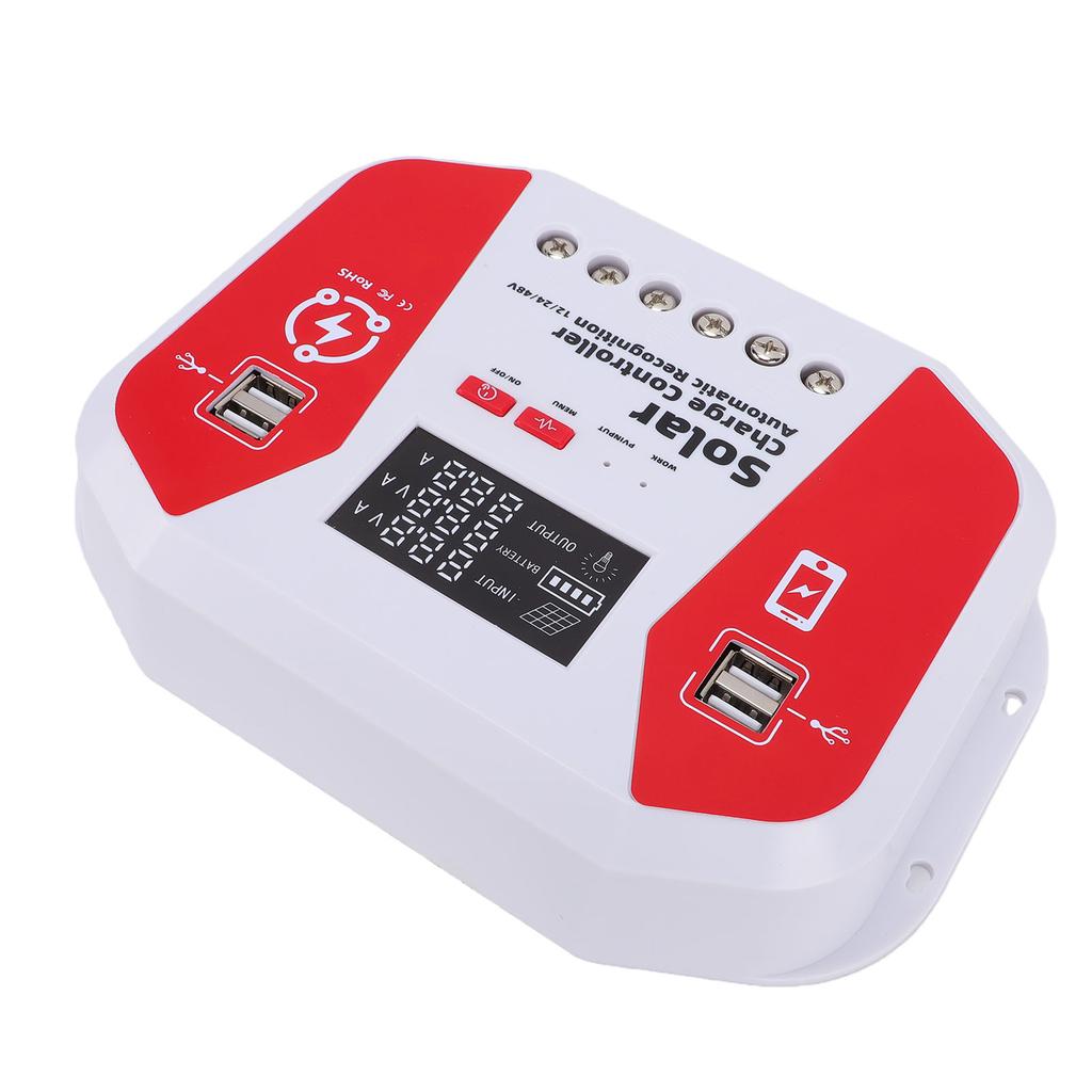 100A MPPT Solar Charge Controller LCD Display Solar Panel Regulator with 4 Port USB Charging Multi Voltage Auto Detect