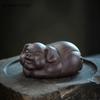 Yixing Purple Clay Tea Pet Chinese Zodiac Pig Statue Ornaments Desktop Decors Tea Figurine Crafts Handmade Tea Set Decoration