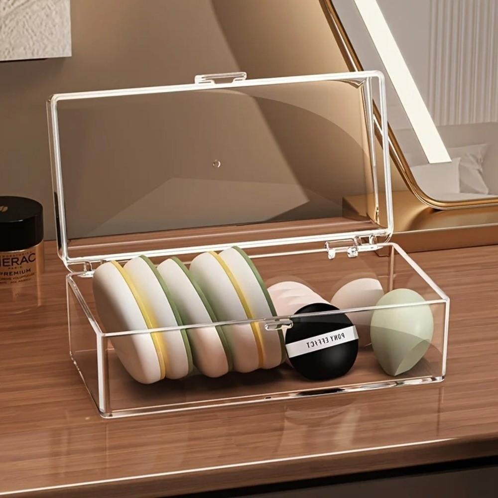 Acrylic Makeup Sponges Organizer Clear Cosmetic Tools Storage Case Portable Puff Storage Case