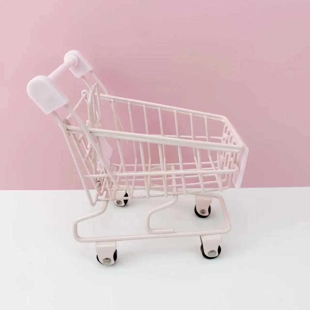 1PCS Mini Shopping Cart Simulation Supermarket Handcart Kid Craft Toy Shopping Utility Cart Storage Toy Holder Gift for Children