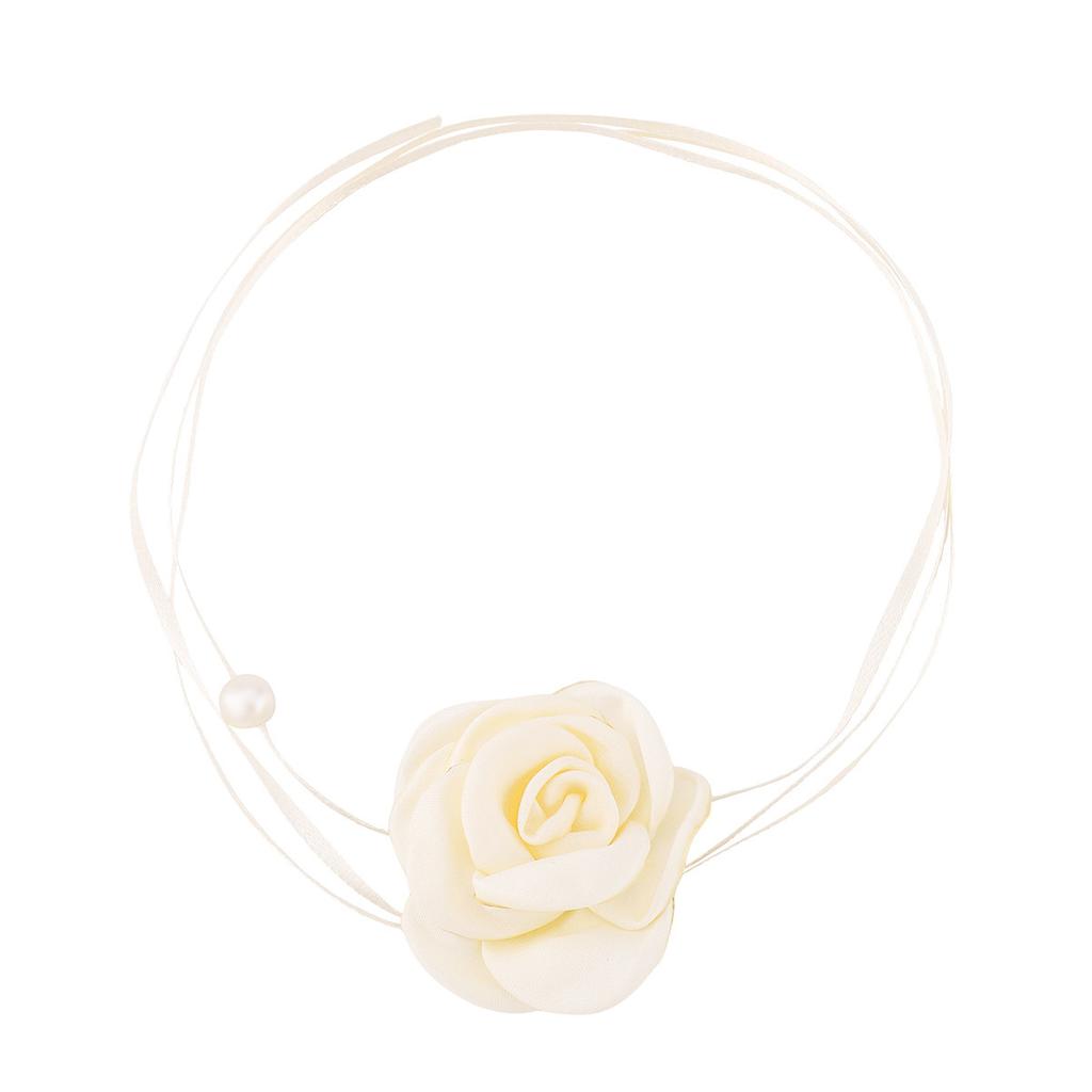 Sweet Fabric Colorful Flower Neck Chain Female Ins Wind Bow Rope Necklace Collarbone Chain Choker