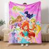 Winx Club Print Flannel Blanket High Quality Warm Comfortable Cover for All Seasons Perfect for Gifts Home Decor