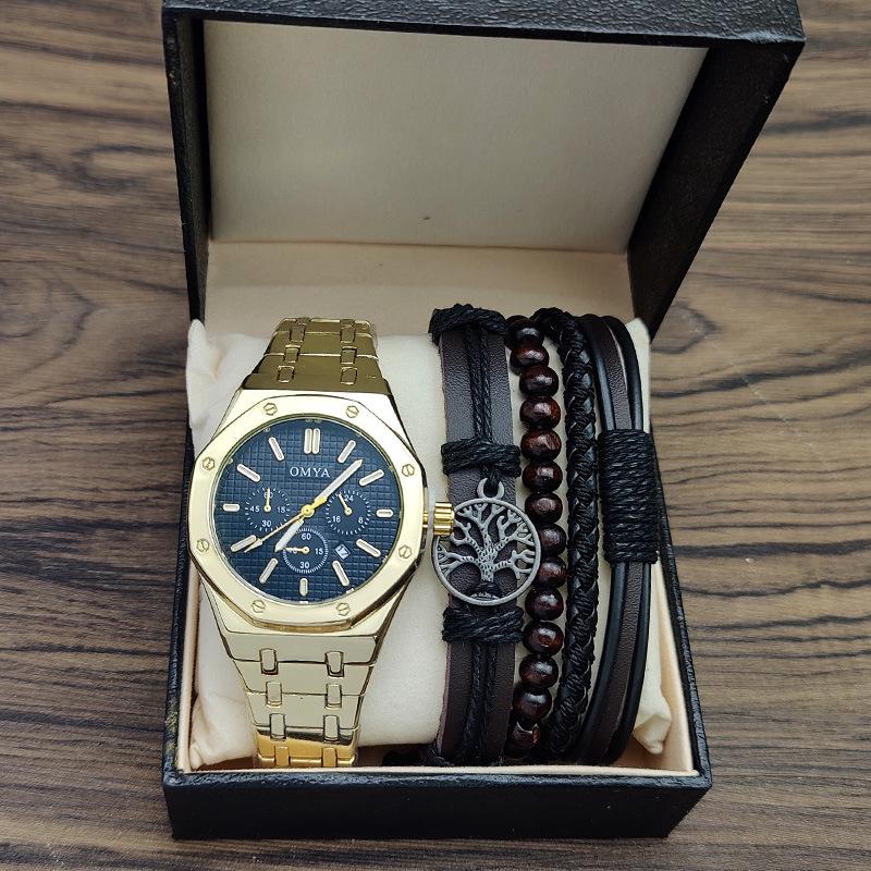 

OMYA Мужской водонепроницаемый кварцевый набор для подарка With Box