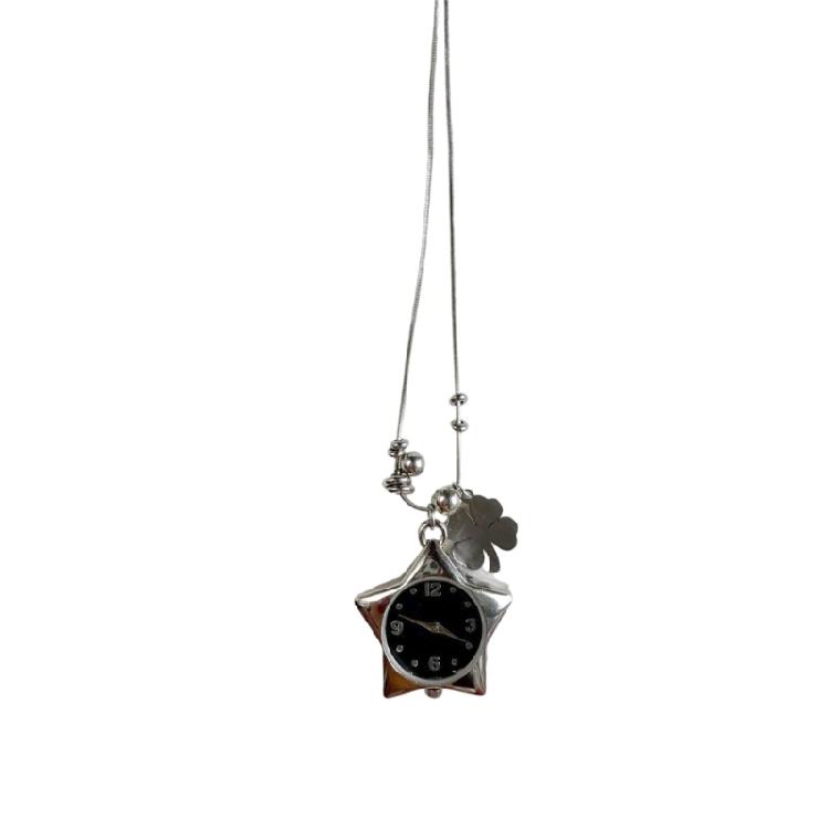 

Fashionable Four Leaf Symbol Necklace Stainless Steel Watch Pendant Neck Jewelry Gift for Women Men Lucky Design