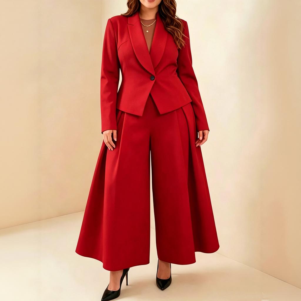 Women's Wide Leg Pants Two Piece Set for Business Commuting and Wear