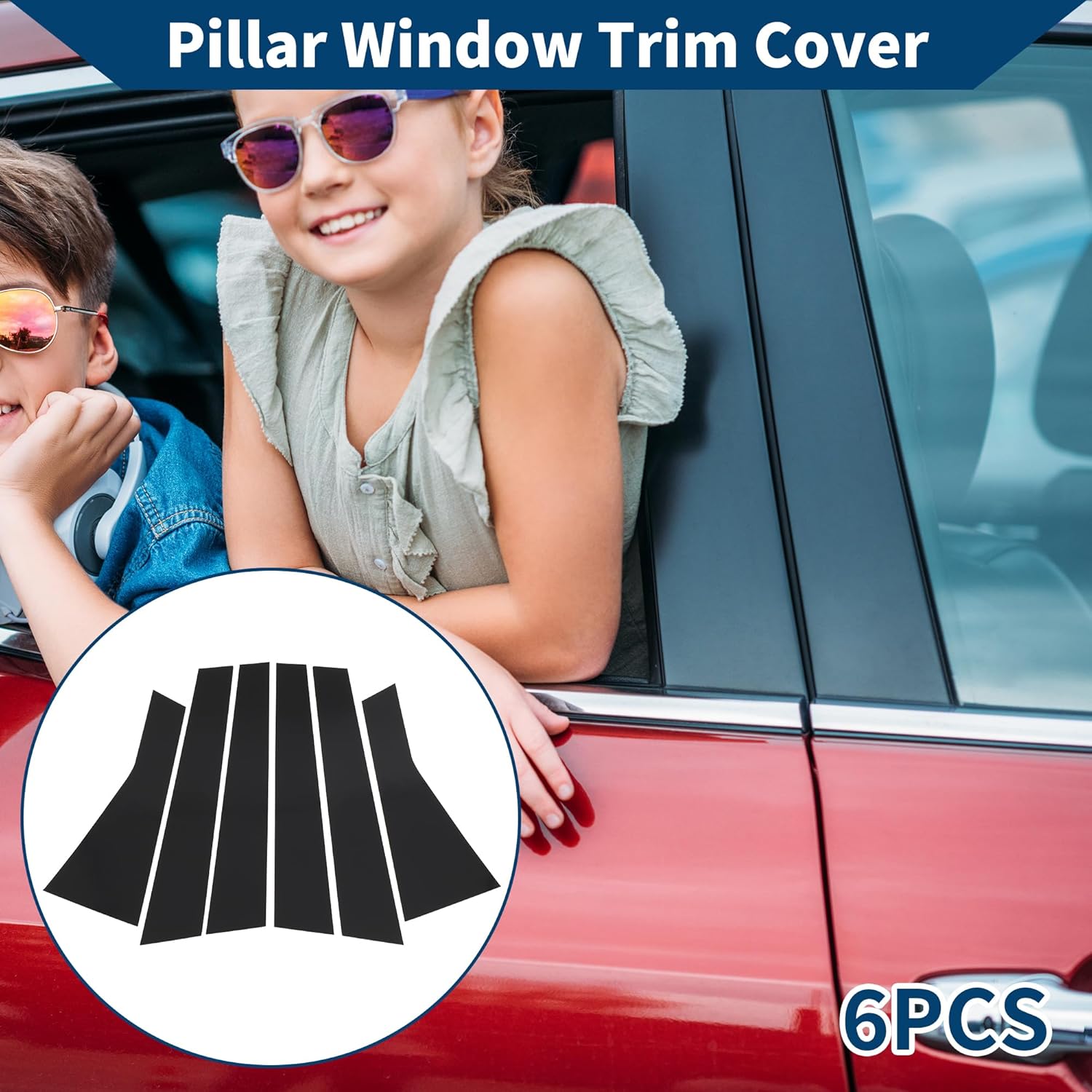 

Door Pillar Window Trim for Jeep Cherokee 2014-2020 Front Rear Left Right Anti Scratch Sticker Pillar Posts Door Outer Exterior Cover 6 Pcs Black