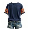 Women's Casual Neck Short Sleeve Tee Lightweight Breathable Rugby Print Top