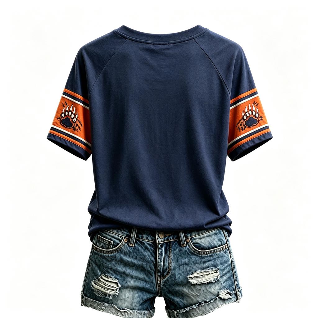Women's Casual Neck Short Sleeve Tee Lightweight Breathable Rugby Print Top