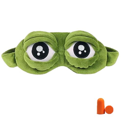 Wulsalio Cute and Fashionable Frog Eye Mask for Sleeping, Light Blocking, Sleep Aid, Blindfold, Summer/Winter, Skin-Friendly, Light Blocking, Breathab