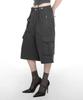 Nash Wide Cargo Half Pants (Unisex) Charcoal