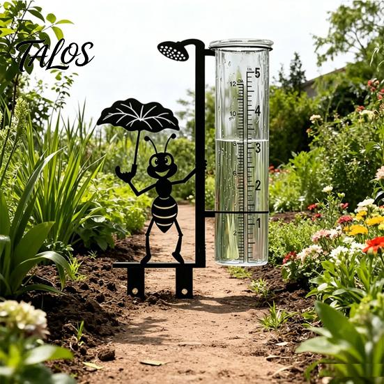 Metall-Erdspieß Regenmesser Ameisenfigur Messgerät, Regenwassermessrohr, Rostfrei Outdoor für Garten Hof Dekoration Ornament Rasen Terrasse