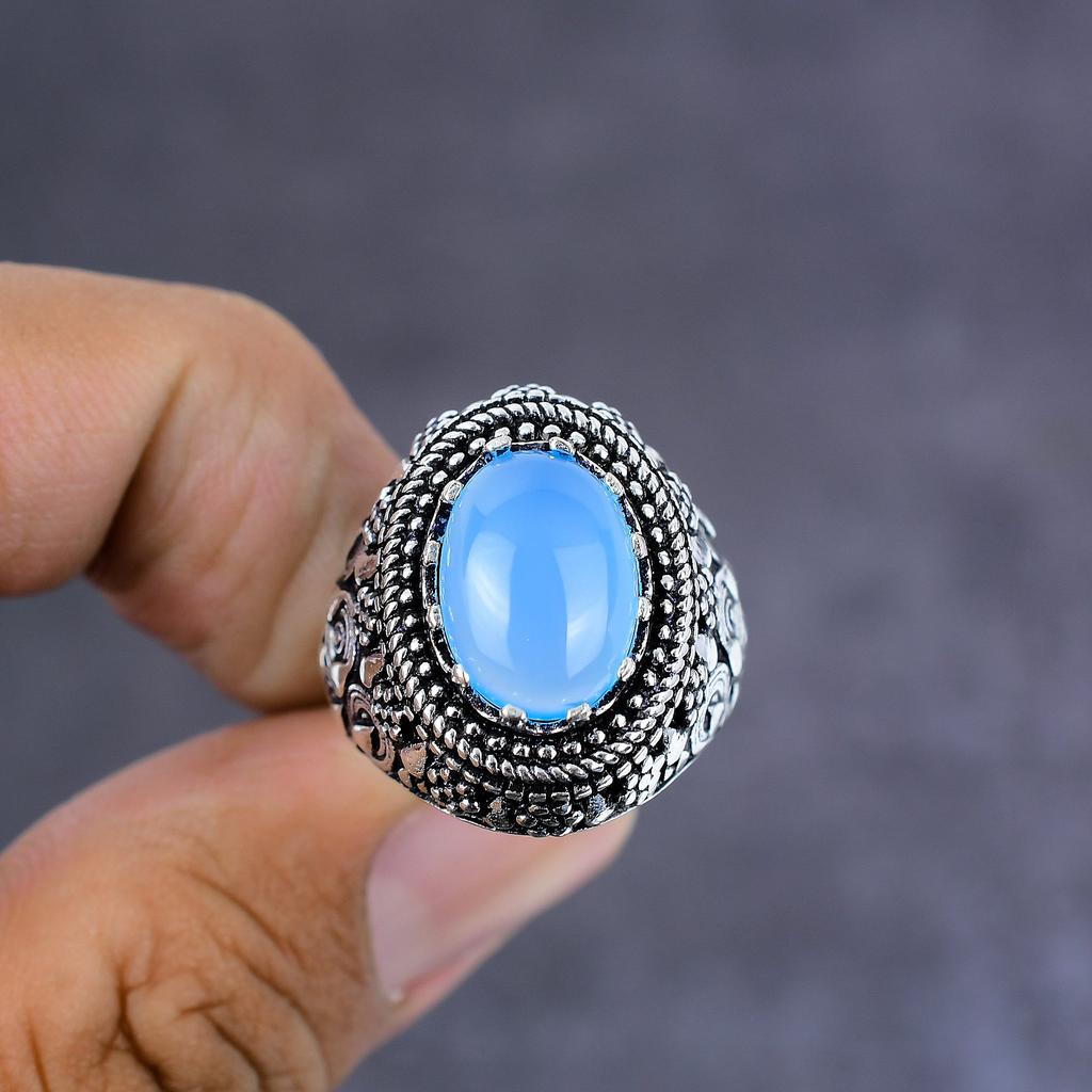 Aquamarine Handmade 925 Sterling Silver Jewelry Ring Size 6 Gift For Her K0r89