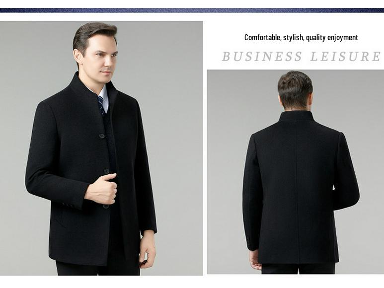 Brand Double-Sided Cashmere Men's Classic Wool Trench Coat with Down Liner