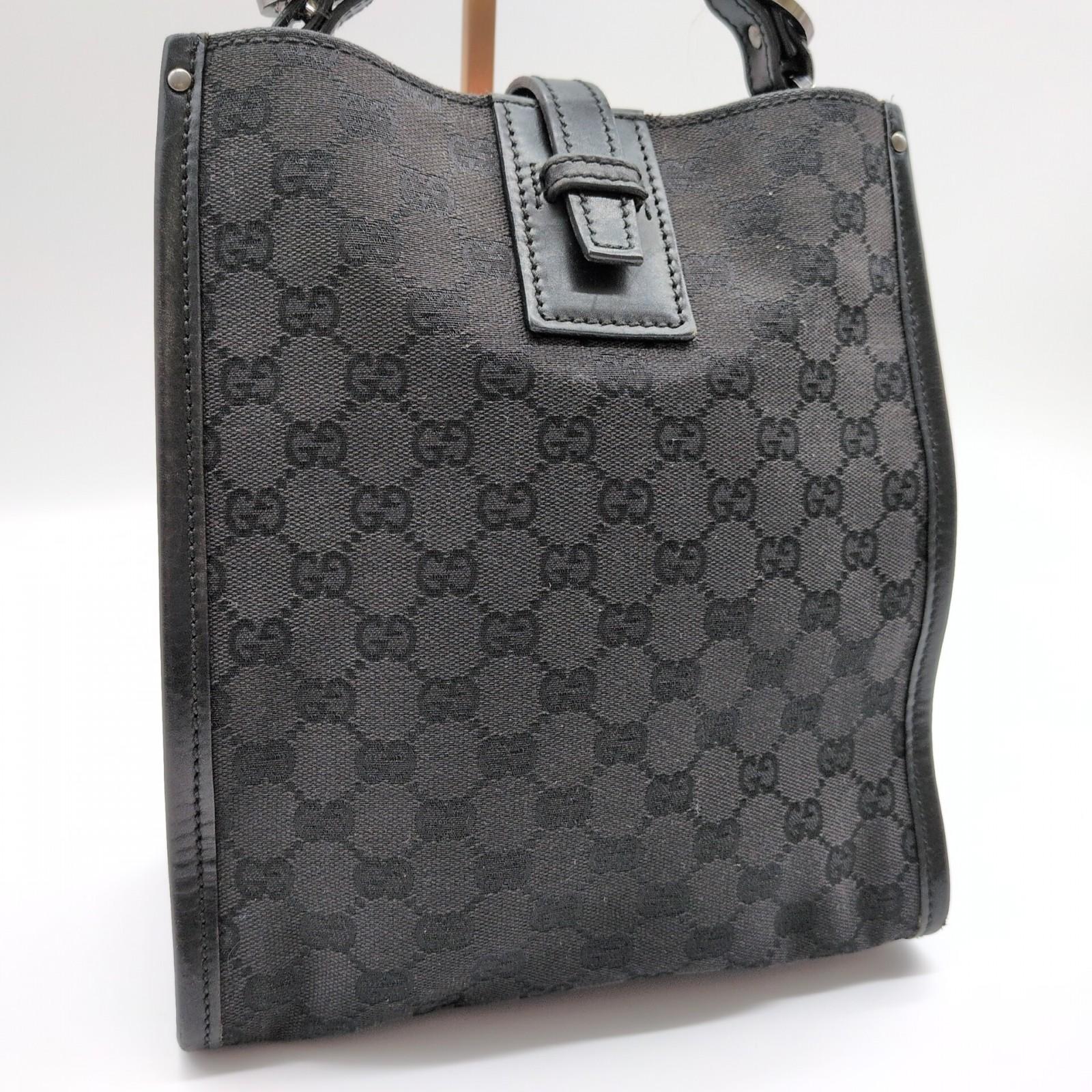 

GUCCI GG Canvas 110292 One Semi Shoulder Bag Handbag Single-Strap Crossbody Leather Black