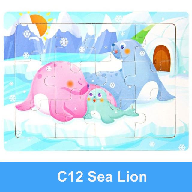 15*11cm Montessori Wooden 3D Puzzle Cartoon Animal Intelligence Jigsaw Game Early Learning Educational Toys For Children
