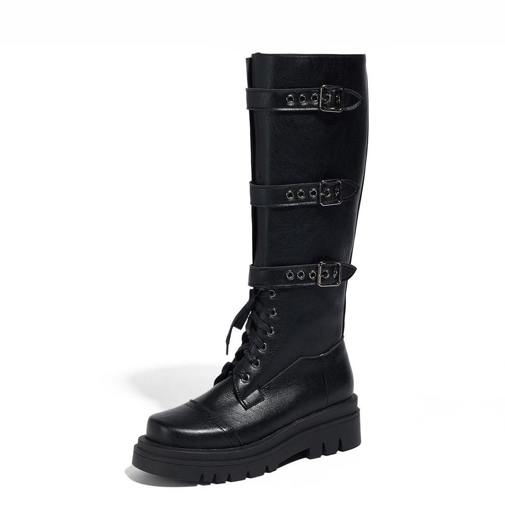 Merade Waterproof Leather Cowboy Boots: Children's & Women's Autumn Riding Boots with Thick Platform Sole