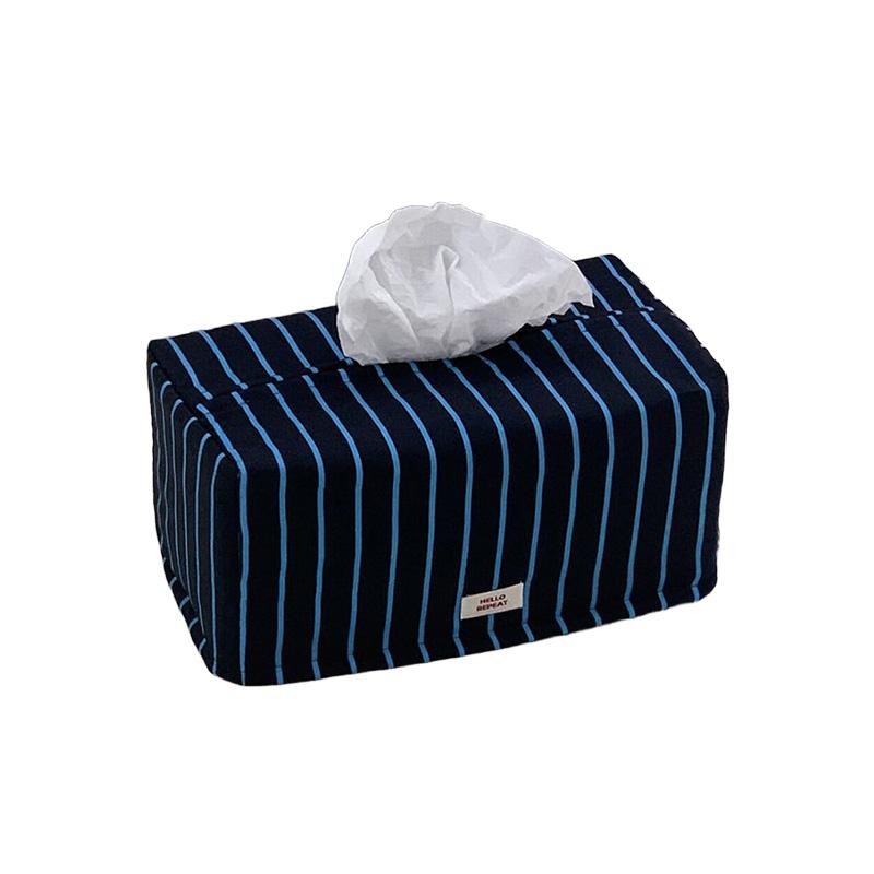 Creative Retro Striped Tissue Box Living Room Home Storage Box Room Desktop Decoration Tissue Box, Fabric Tissue Storage Bag New