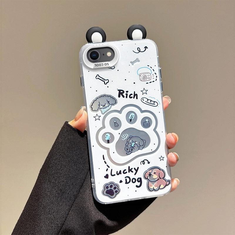 KEYSION Süße Cartoon-Ohren Hülle für iPhone SE 2020 2022 mit Lanyard Silikon+PC Stoßfeste Handy-Rückseite für iPhone 8 7 Plus