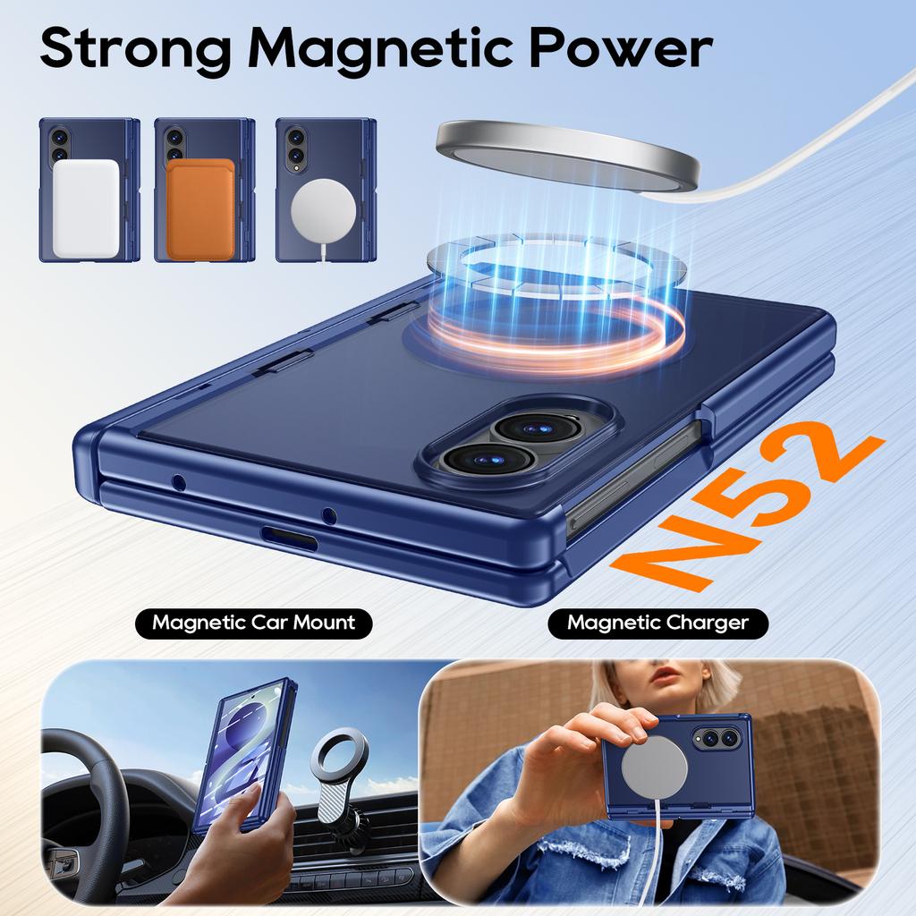 Samsung Galaxy Z Fold 8 Faltbares Case mit integriertem 9H gehärtetem Glas Displayschutz und Kameraschutz - Blau