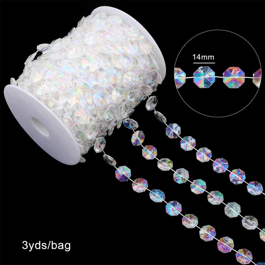 3Yard/ bag Akryl Gjennomsiktige perler for bryllup dekorasjon Hjem Party Ornament Supplies