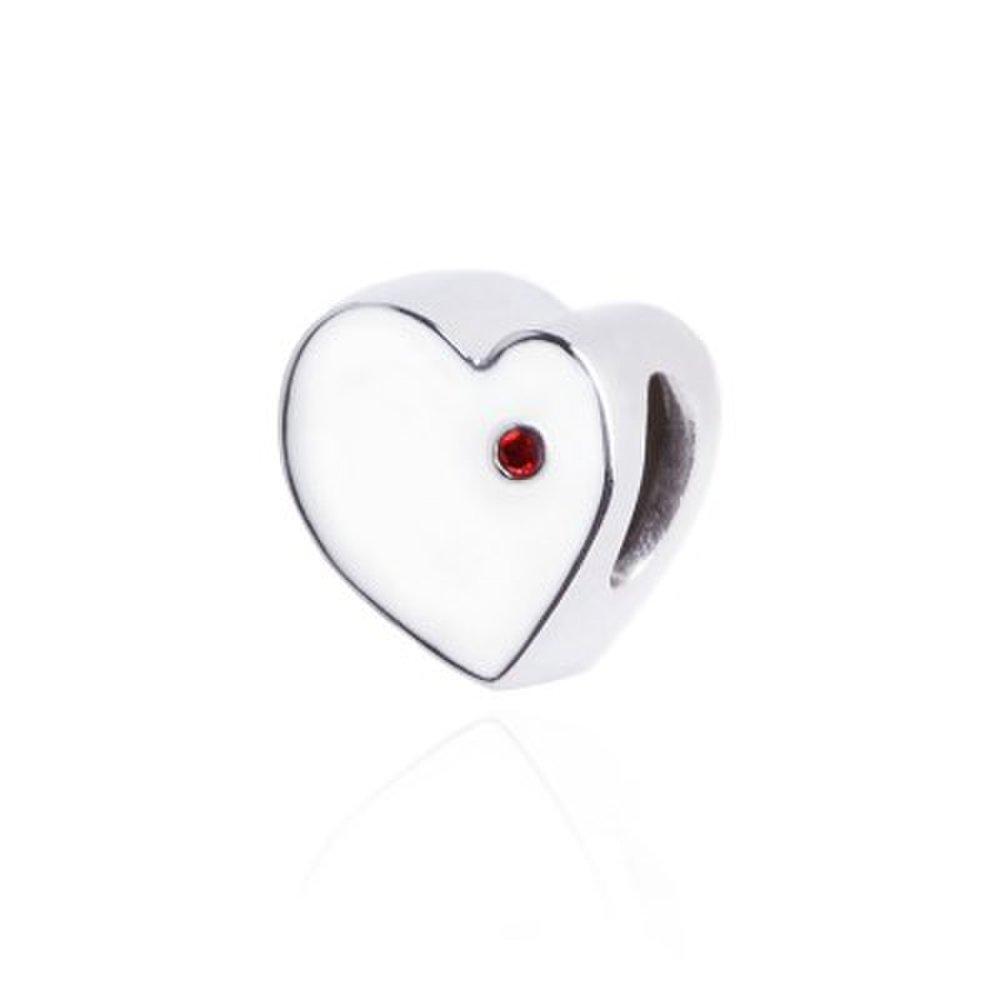 925 Sterling Silver Heart Charm Pendant_White