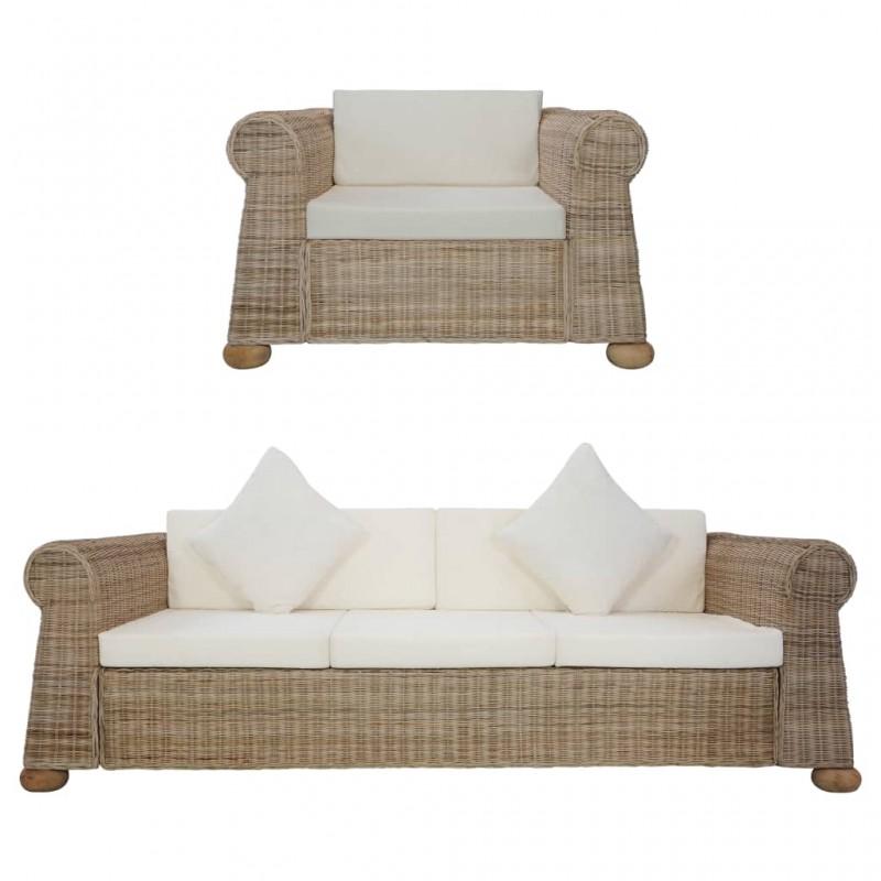 Día Y Noche - Día Y Noche 2-Piece Sofa Set with Natural Rattan Cushions