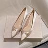 Block Heel Not Tired Feet Gentle Fairy Style High Heels Women's Satin Comfortable Soft Sole French Pointed Toe Single Shoes