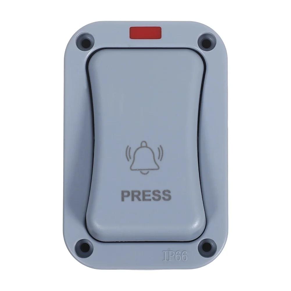 Waterproof Button Doorbell Switch IP66 Waterproof Weather-resistant LED Indicator Waterproof Switch For Outdoor Patio