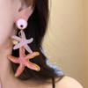 Candy Color Ocean Starfish Stud Earrings Shell Starfish Ear Pendant  Ladies