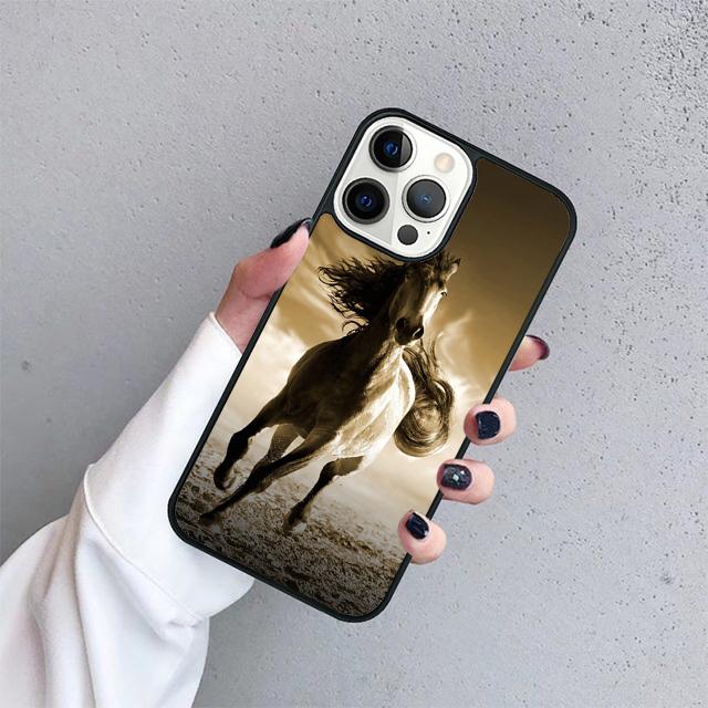 The Running Black Quarter Horse Cover For iPhone 17 Air 15 16 14 13 12 Pro Max 11 Pro Max Plus Phone Case Coque