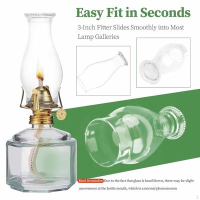 Oil Lamp Chimney,3inch Base Lamps Globe Replaces Clear Glass Shade for Porches Fireplace Bar